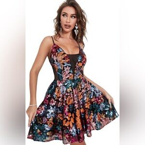 Giffniseti Muted Sequined Party Dress with Cut-outs.  Size M